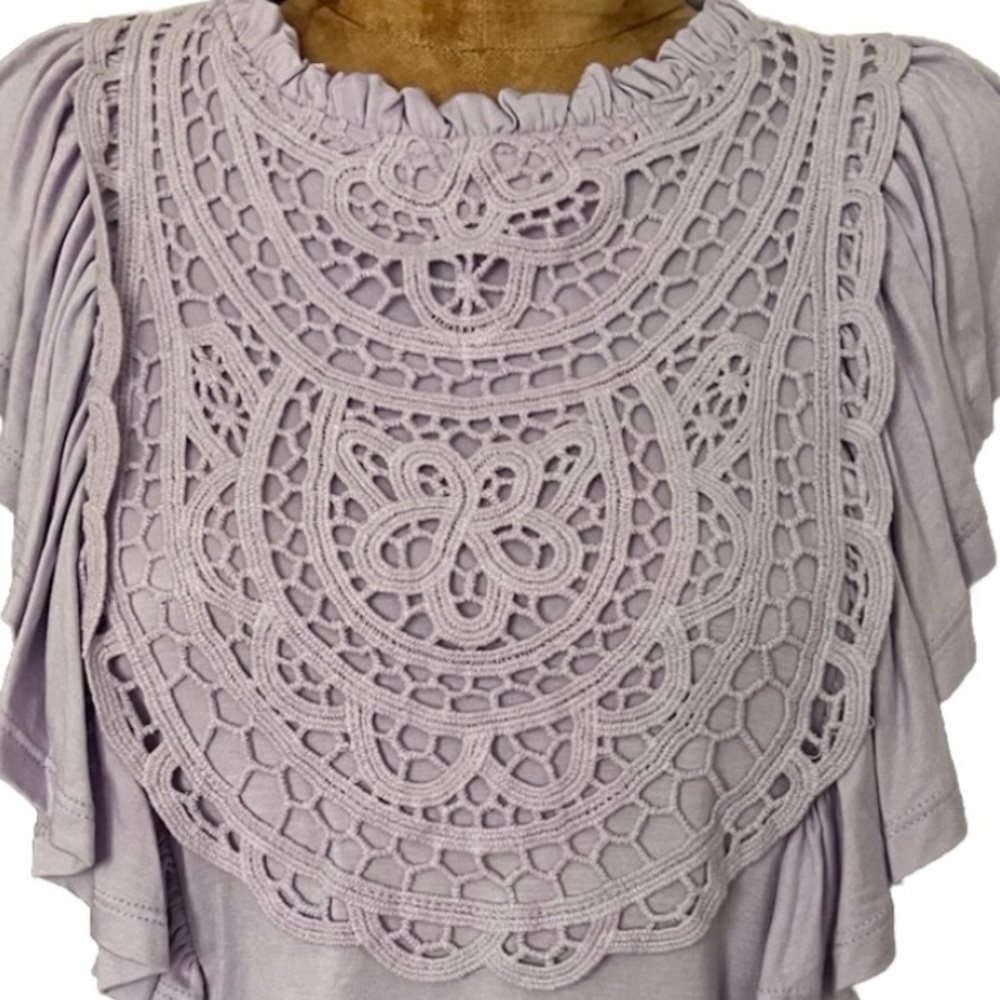 Cable & Gauge Lilac Crochet Accent Blouse NWOT S - Picture 3 of 9